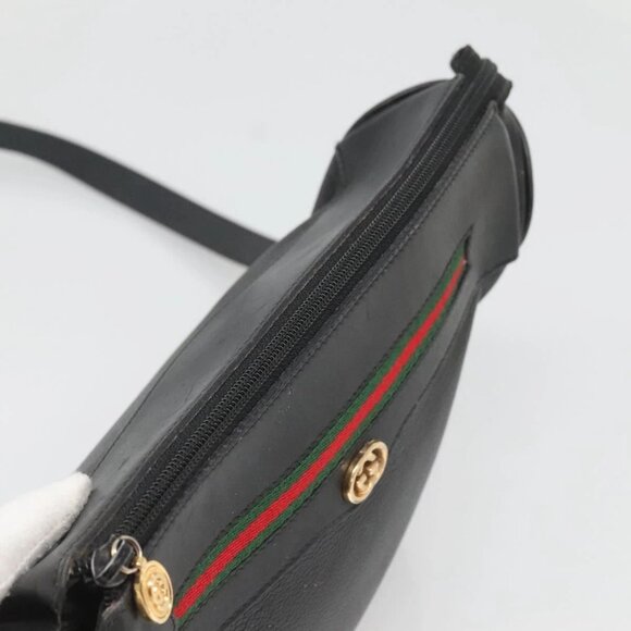 GUCCI Web Sherry Line Shoulder Bag Leather Black - Picture 9 of 16
